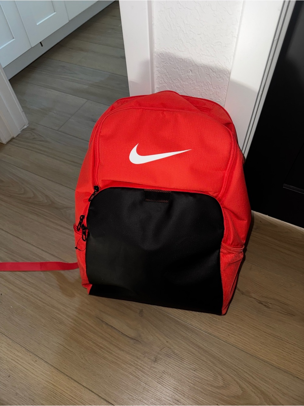 Nike Red and Black Backpack with White Swoosh
